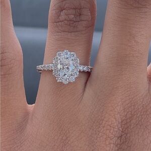 Elegant Silver Lab Diamond Engagement Ring